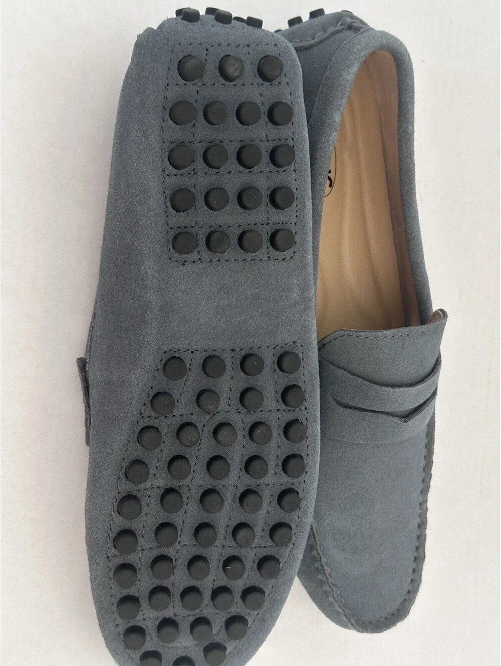 JIONS Men's Driving Penny Loafers Suede Driver Moccasins Slip On Flats, Gray 10